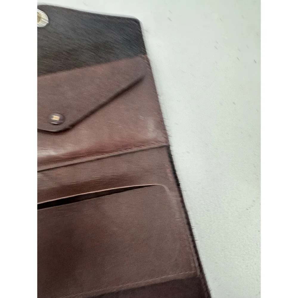 The‎ Buffalo Billfold Company Brown Leather Trifold Wallet Buffalo Nickel Snap